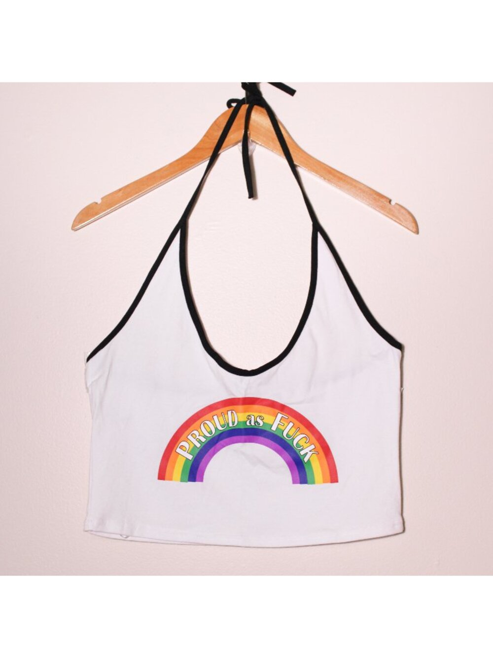 Spencer's BodyRage Rainbow Proud as F*ck Pride Halter Crop Top Y2K Sizes S & M
